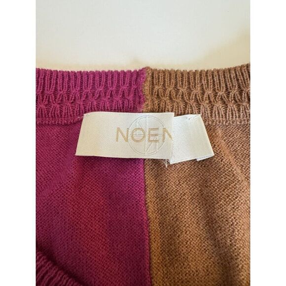 ✨ NOEN Cashmere Blend Colorblock Sweater Purple and Tan Size L  NWOT✨ - Picture 10 of 13